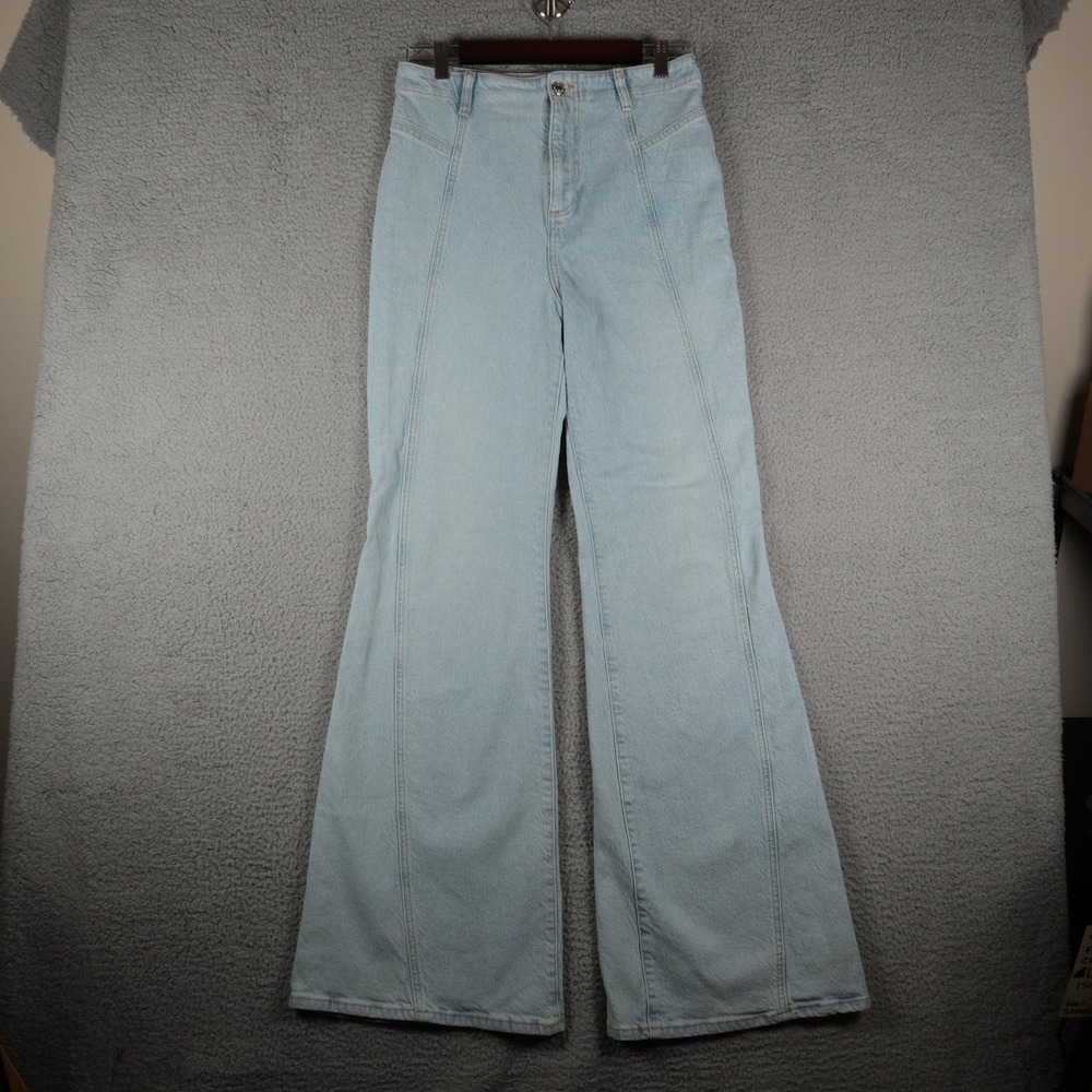 Free People We The Free Flare Jeans Womens 29 Light Wash High Rise Seamed Denim